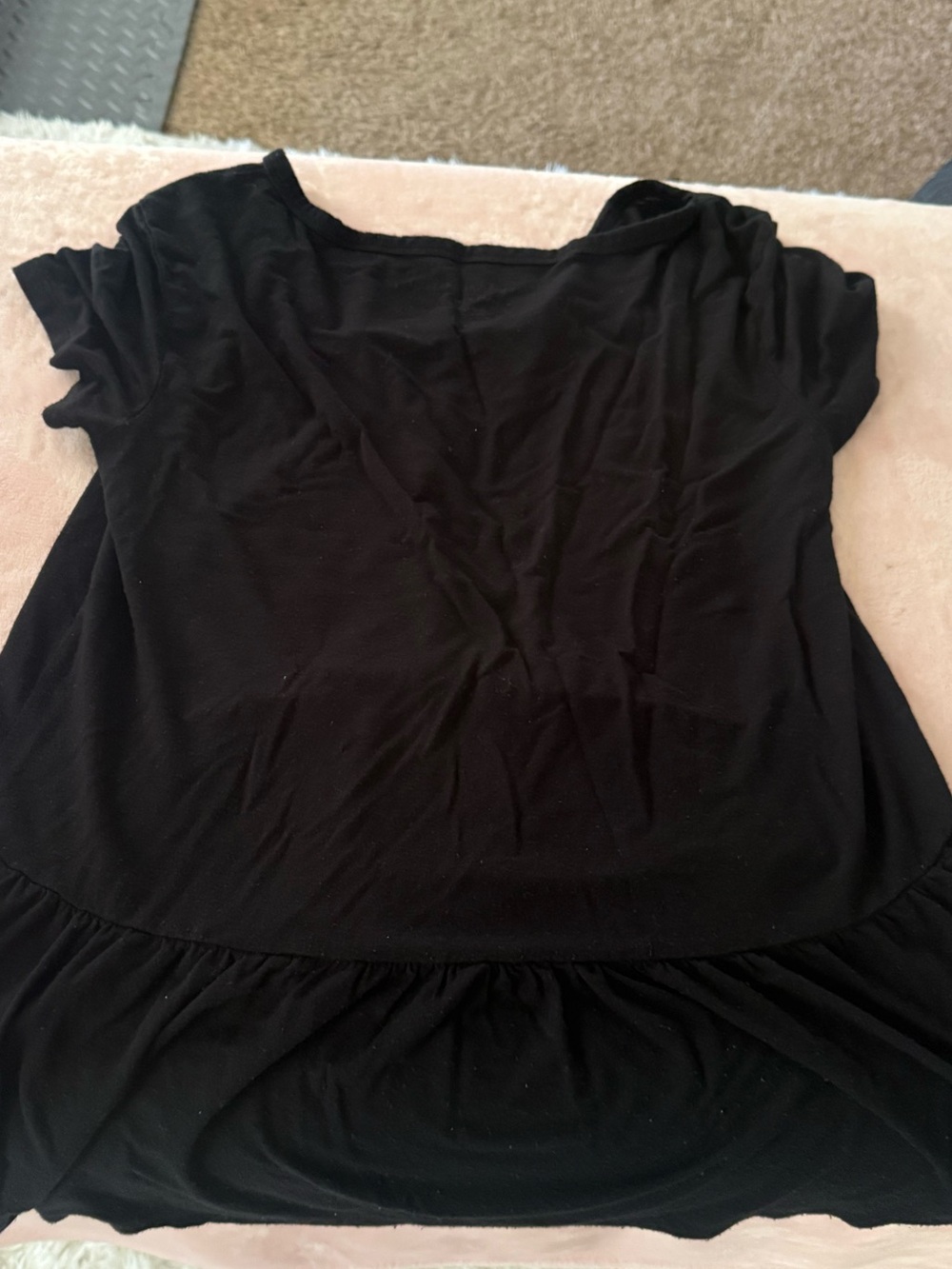 American Eagle Outfitters Black Floral Embroidered Henley Peplum Top - Picture 2 of 2